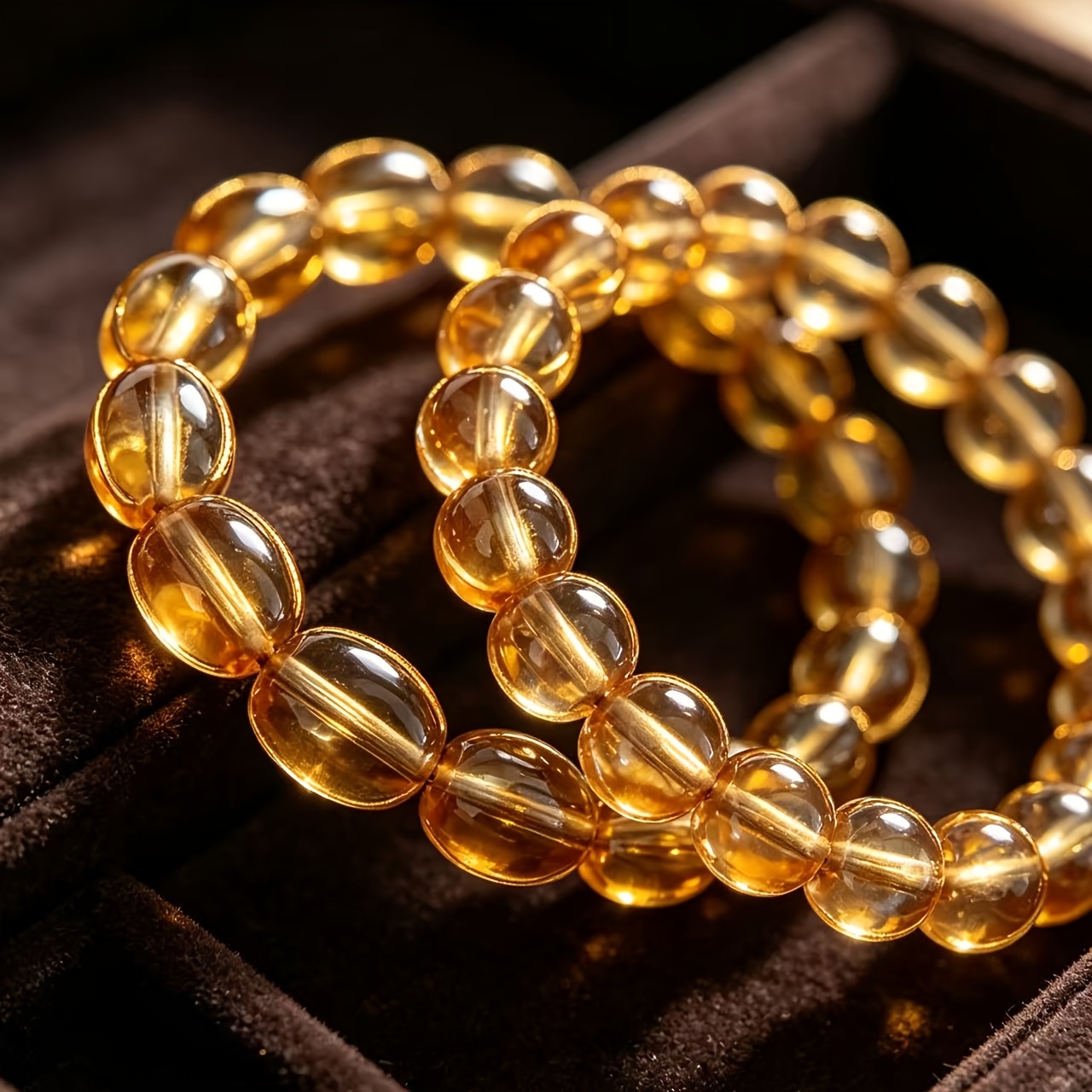 Golden Glitter Wealth Bracelet, Unisex Beaded Set